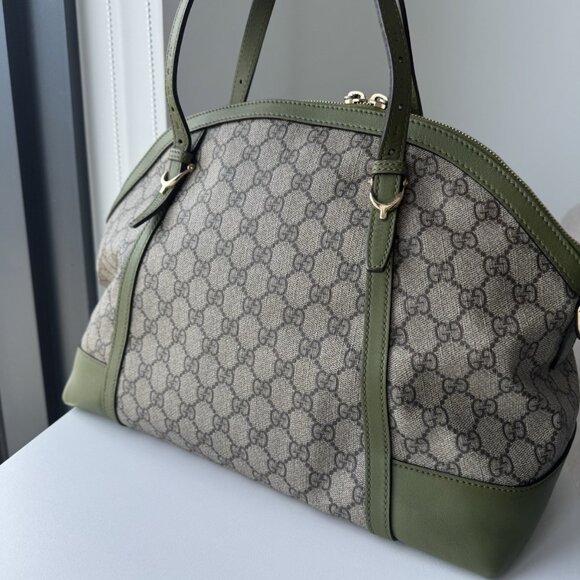 GUCCI Large Joy Boston Bag for Women, GG Canvas Green. Auth - Picture 4 of 16